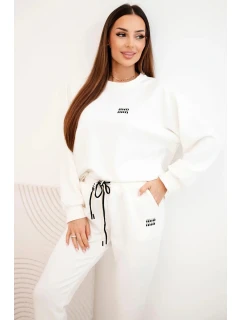 Dámský komplet z viskózy s mikinou a kalhotami ecru masełkowy