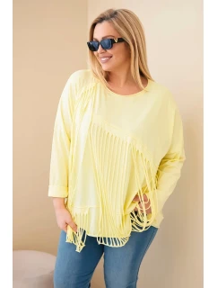 Dámská bavlněná blůza Plus Size s třásněmi žlutá