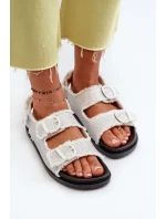 Dámské bílé zdobené džínové sandály model 21657662 - Boto