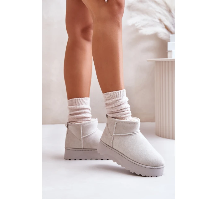 Dámské Sněhule Na Platformě Zateplené Kožíškem Světle Šedé Xamella