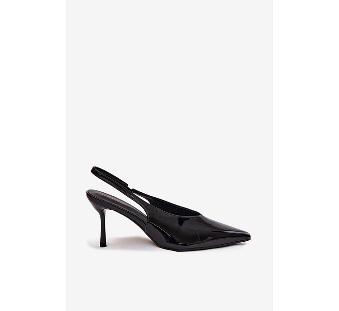 Lakované Podpatky Sandály Z Eko Kůže Černé model 22122862 - Boto