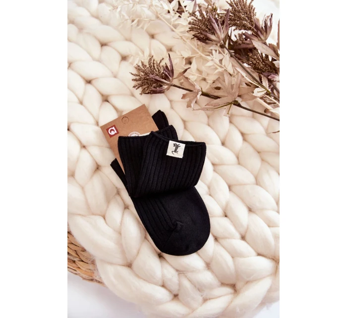 Dámské žebrované ponožky bez tlaku Černe Dámské žebrované ponožky bez tlaku Černe