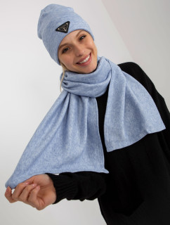 Modrý zimní set s šálou a čepicí