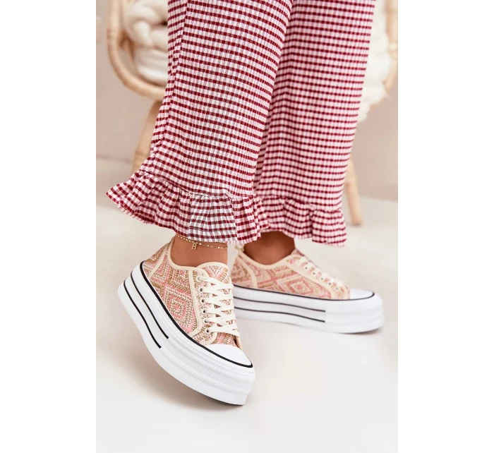 Dámské nízké trampky na platformě Melina – růžové