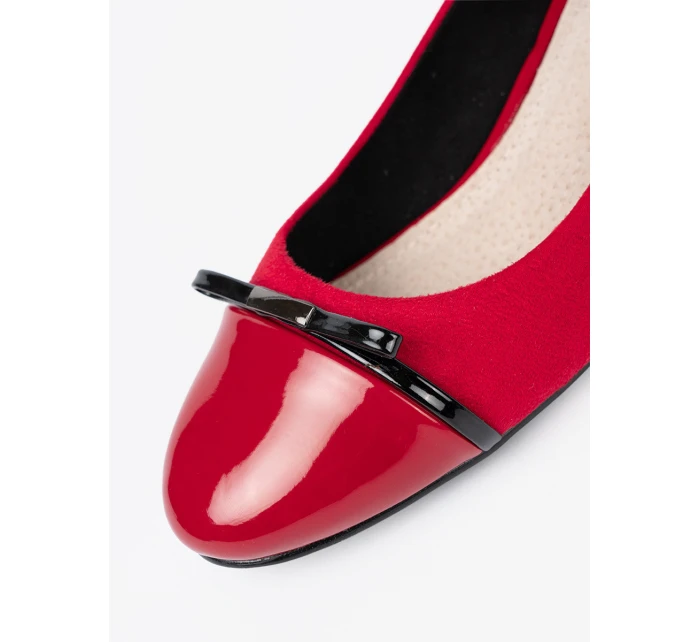 Originální dámské  lodičky červené na širokém podpatku