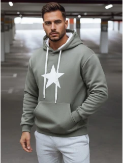 Pánská khaki mikina s kapucí Dstreet BX5928
