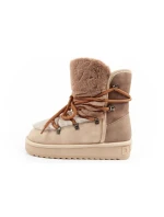 D.Franklin sněhule dámské zimní módní kožešinové zateplené hnědé béžové vysoké dámské