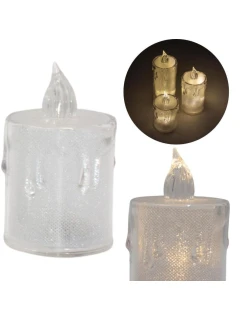 DEKORATIVNÍ SVÍČKA 8 CM TRANSPARENTNÍ TEPLÁ BÍLÁ 1 LED