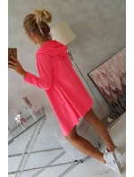 Volná bunda s kapucí růžová neonová Volná bunda s kapucí růžová neonová
