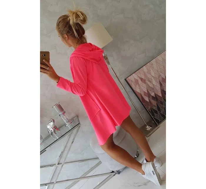 Volná bunda s kapucí růžová neonová Volná bunda s kapucí růžová neonová