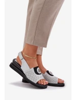 Dámské sandály na klínu stříbrné Isnnoria Dámské sandály na klínu stříbrné Isnnoria