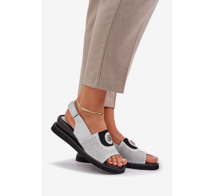 Dámské sandály na klínu stříbrné Isnnoria Dámské sandály na klínu stříbrné Isnnoria