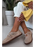 Kožené semišové polobotky Dámské s pásky béžové model 21937593 - Zazoo Kožené semišové polobotky Dámské s pásky béžové model 21937593 - Zazoo