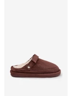 Dámské zateplené pantofle s páskem Rilena - čokoládové