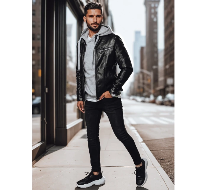 Pánská kožená bunda černá Dstreet TX4330