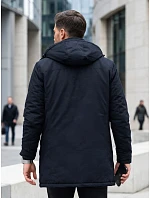 Pánská zimní bunda s odnímatelnou kapucí, tmavě modrá, FashionStreet TX5106 Pánská zimní bunda s odnímatelnou kapucí, tmavě modrá, FashionStreet TX5106