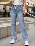 Dámské džíny s širokými nohavicemi modré FashionStreet UY2986