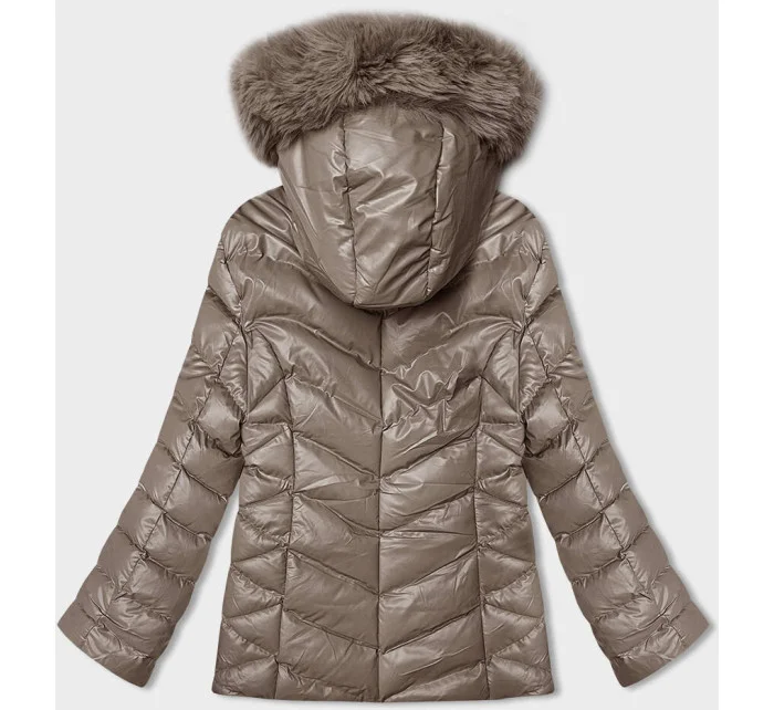 Krátká zimní bunda v barvě cappuccino s kapucí model 21246227 - J.STYLE