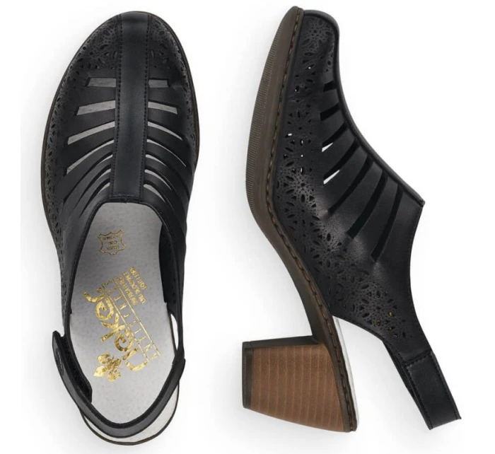 Dámské pohodlné kožené sandály na podpatku model 22021681 - Rieker