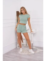 Bavlněná souprava se šortkami tmavě mátová Bavlněná souprava se šortkami tmavě mátová