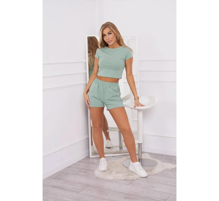Bavlněná souprava se šortkami tmavě mátová Bavlněná souprava se šortkami tmavě mátová