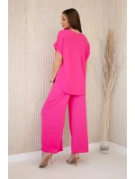 Komplet s náhrdelníkem halenka + kalhoty růžový Komplet s náhrdelníkem halenka + kalhoty růžový