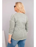 Dámská blůza Plus Size s nápisem Love You More khaki