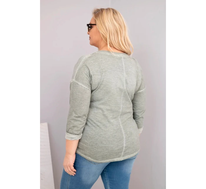 Dámská blůza Plus Size s nápisem Love You More khaki