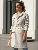 VERMONT dámský přechodový kabát s vázáním světle šedý FashionStreet NY0581