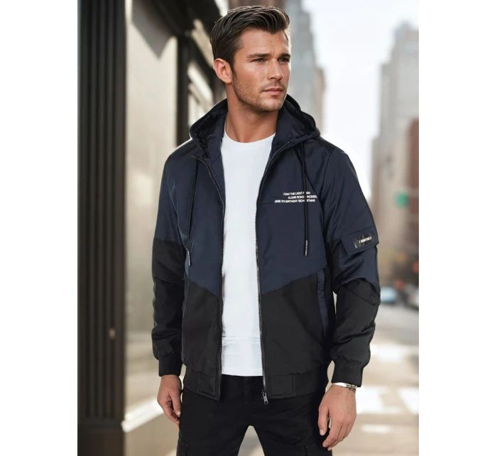 Pánská přechodná bunda s kapucí modrá FashionStreet TX5026 Pánská přechodná bunda s kapucí modrá FashionStreet TX5026