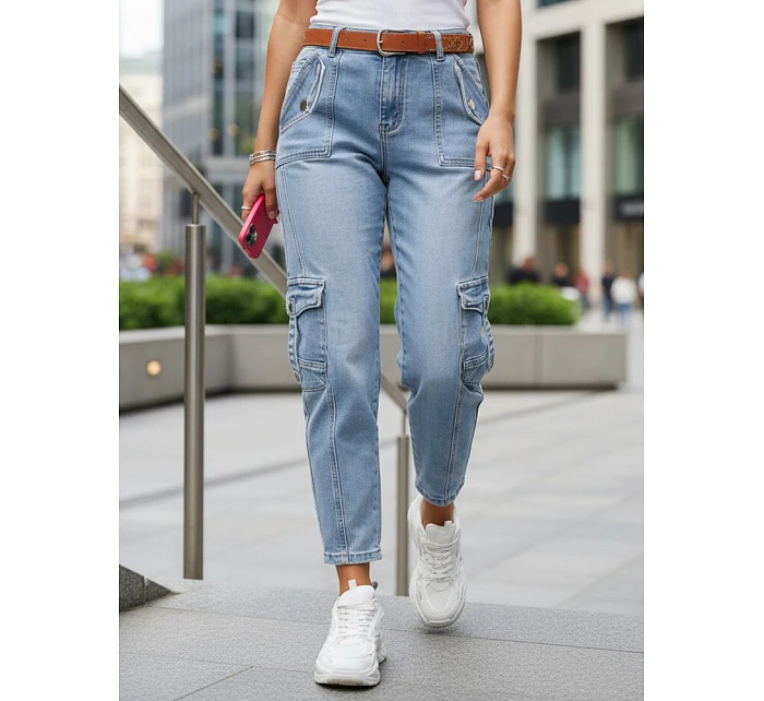 Jeansy damskie fit z cargo niebieskie model 22047094 - FashionStreet