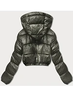 Krátká péřová bunda khaki (d2-3831-22)