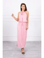 Boho šaty se záhyby pudrově růžové Boho šaty se záhyby pudrově růžové