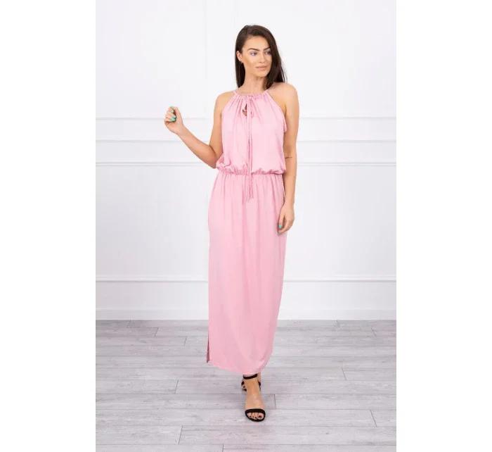 Boho šaty se záhyby pudrově růžové Boho šaty se záhyby pudrově růžové