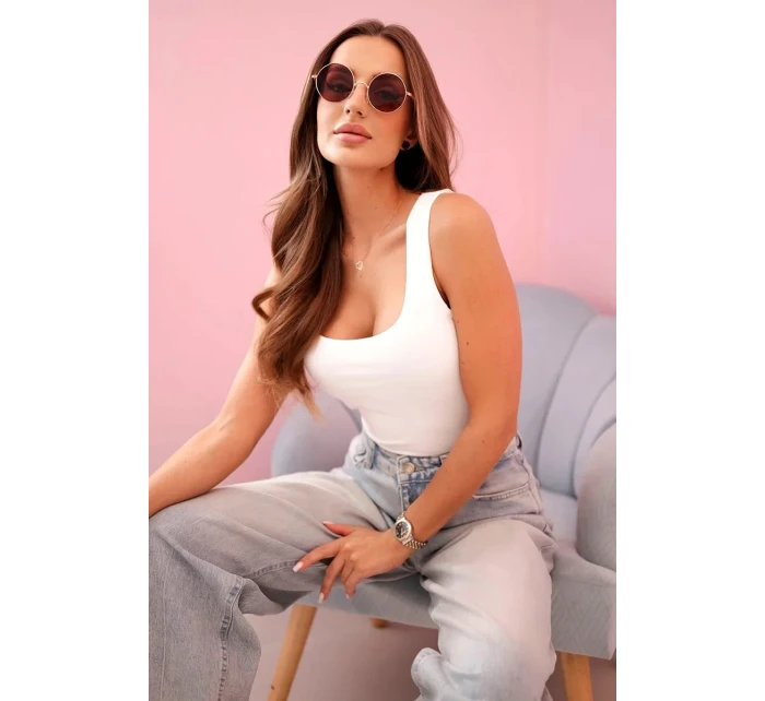 Dámská halenka na ramínka s výstřihem ecru Dámská halenka na ramínka s výstřihem ecru