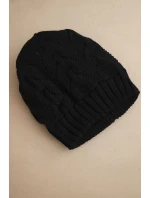 Dámská zimní čepice s vlnou a strukturální pleteninou K432 černá