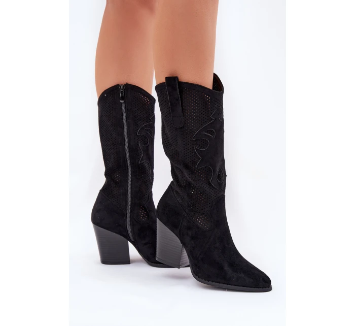 Kozačky Na Podpatku Černé model 21691075 - S.Barski