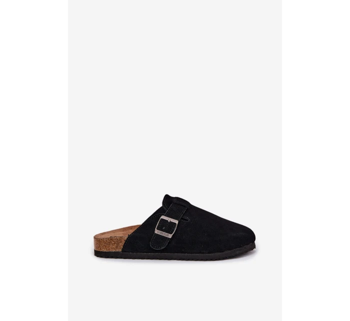 Semišové Dámské Pantofle S Přezkou Big Star RR274A384 Černé Semišové Dámské Pantofle S Přezkou Big Star RR274A384 Černé