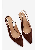 Dámské sandály na podpatku s lemovkou Čokoládové model 22111349 - Boto