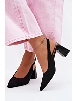 Materiálové Sandály na Podpatku Černé model 22107009 - Boto Materiálové Sandály na Podpatku Černé model 22107009 - Boto