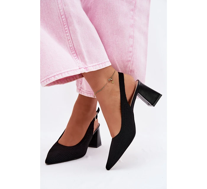 Materiálové Sandály na Podpatku Černé model 22107009 - Boto Materiálové Sandály na Podpatku Černé model 22107009 - Boto