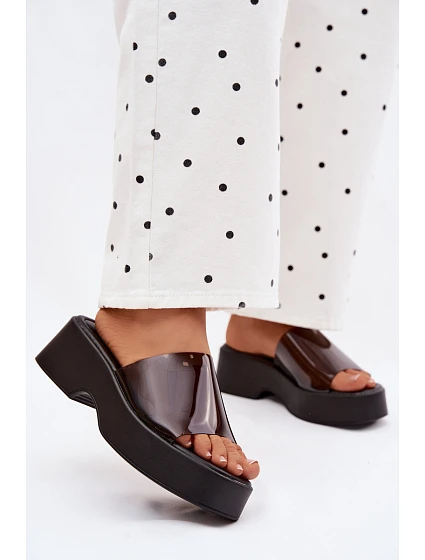 Dámské platformové sandály s průhledným páskem Černé Selestia Dámské platformové sandály s průhledným páskem Černé Selestia