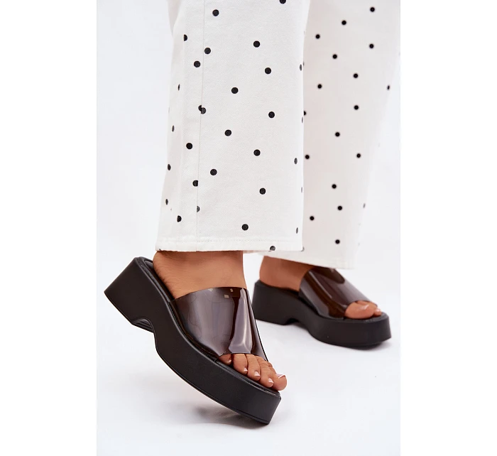 Dámské platformové sandály s průhledným páskem Černé Selestia Dámské platformové sandály s průhledným páskem Černé Selestia