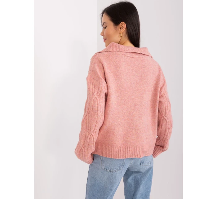 Sweter AT SW ciemny różowy model 19034293 - FPrice Sweter AT SW ciemny różowy model 19034293 - FPrice