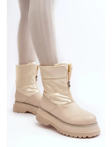 Dámské sněhule na silné podrážce se zipem GOE béžová Dámské sněhule na silné podrážce se zipem GOE béžová