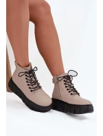 Dámské kožené kotníkové boty na platformě Vinceza – béžové Dámské kožené kotníkové boty na platformě Vinceza – béžové