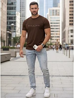 Pánské tričko s výraznou bavlnou hnědé FashionStreet NX5123R Pánské tričko s výraznou bavlnou hnědé FashionStreet NX5123R