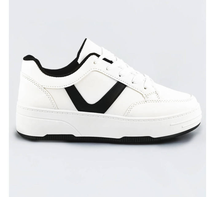 Bílo-černé dámské sportovní šněrovací boty (S070)