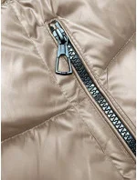 Béžovo-černá dámská oboustranná zimní bunda s kapucí (B8203-1201)