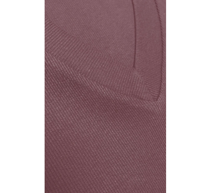 Vypasované žebrované dámské šaty ve špinavě růžové barvě (5579-35)